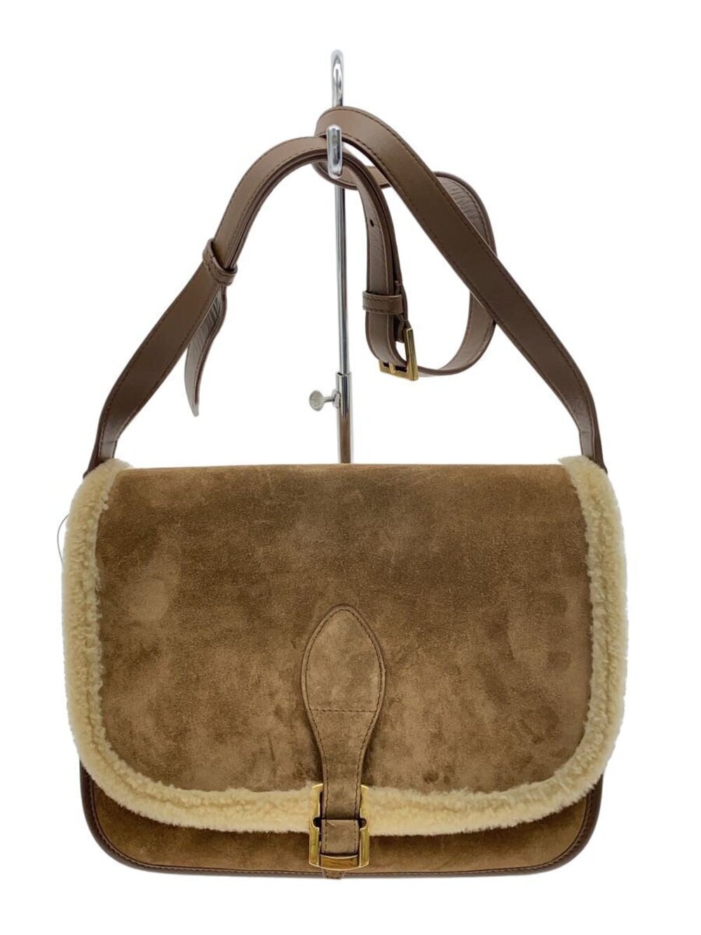 Saint Laurent Shoulder Bag Suede Brown